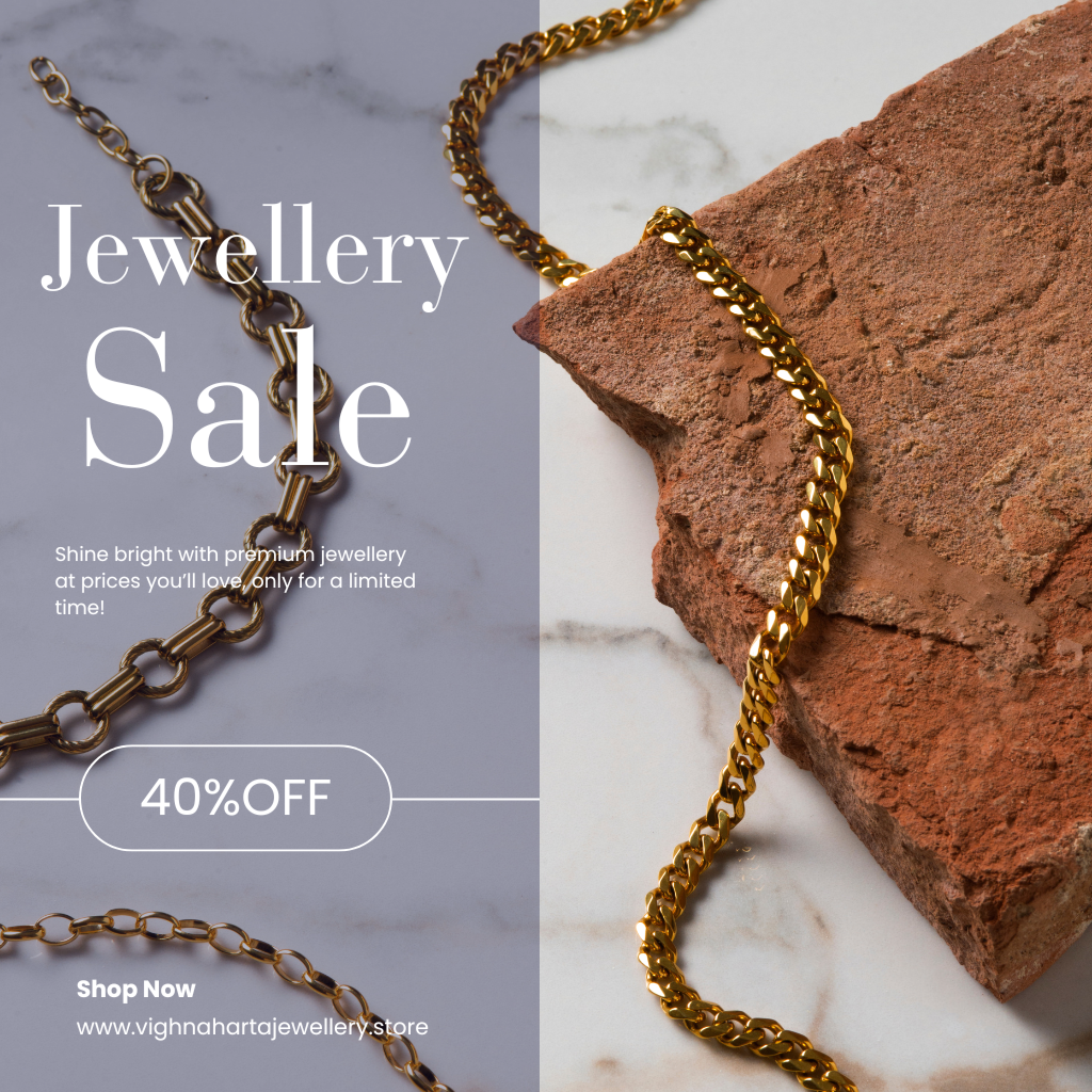 Gold and Navy Simple Jewelry Sale Promotion Instagram Post