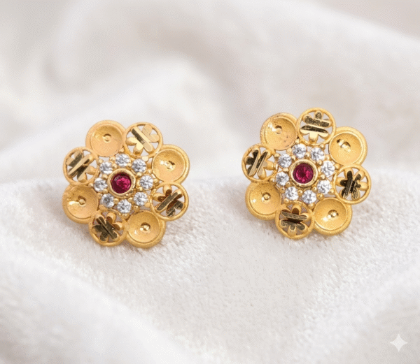 Gold-Plated Big Fancy Earrings