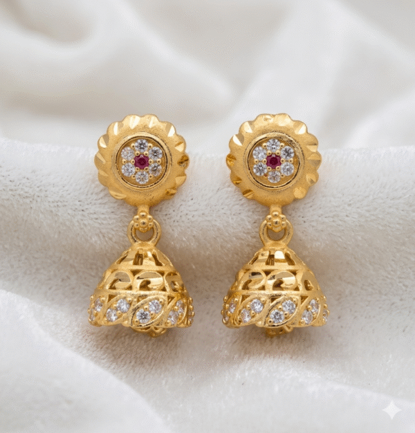 Elegant gold-plated jhumka earrings