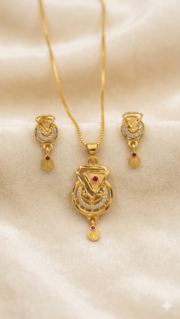 Gold Plated Chain Pendant Earrings Set